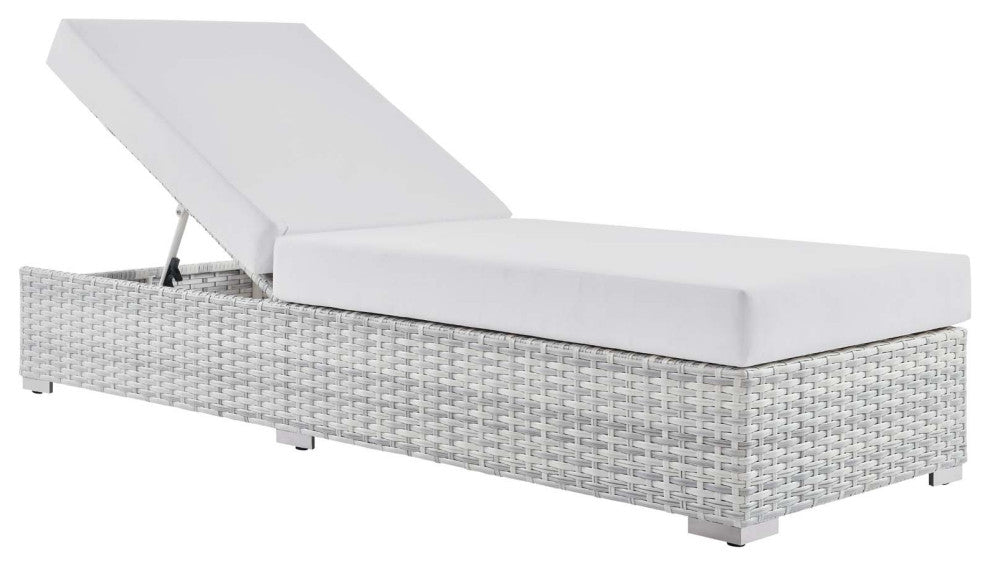Convene Outdoor Patio Chaise Light Gray White