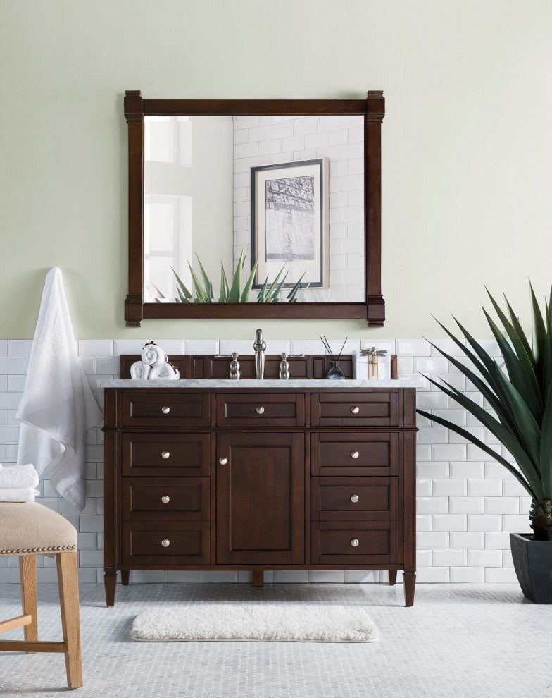 James Martin 650-V48-BNM-3CAR Brittany 48" Single Vanity w/ Carrara Marble Top