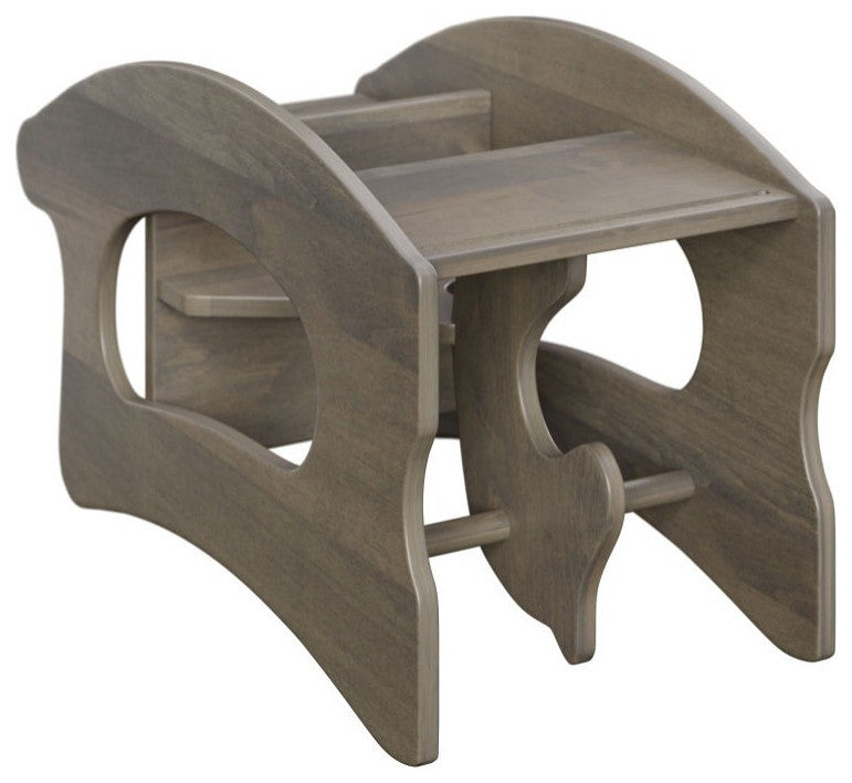 Amish Made Oak 3-in-1 Rocker, High Chair, and Desk, Driftwood Stain