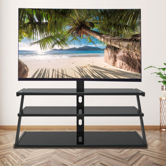 Universal Tempered Glass metal frame TV stand with 3 layer