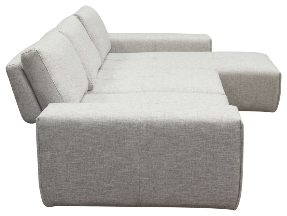 Jazz Modular 3-Seater Chaise Sectional Backrests in Light Brown Fabric