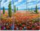 "Red Poppies Field Watercolor" Metal Wall Art, 3 Panels, 36"x28"
