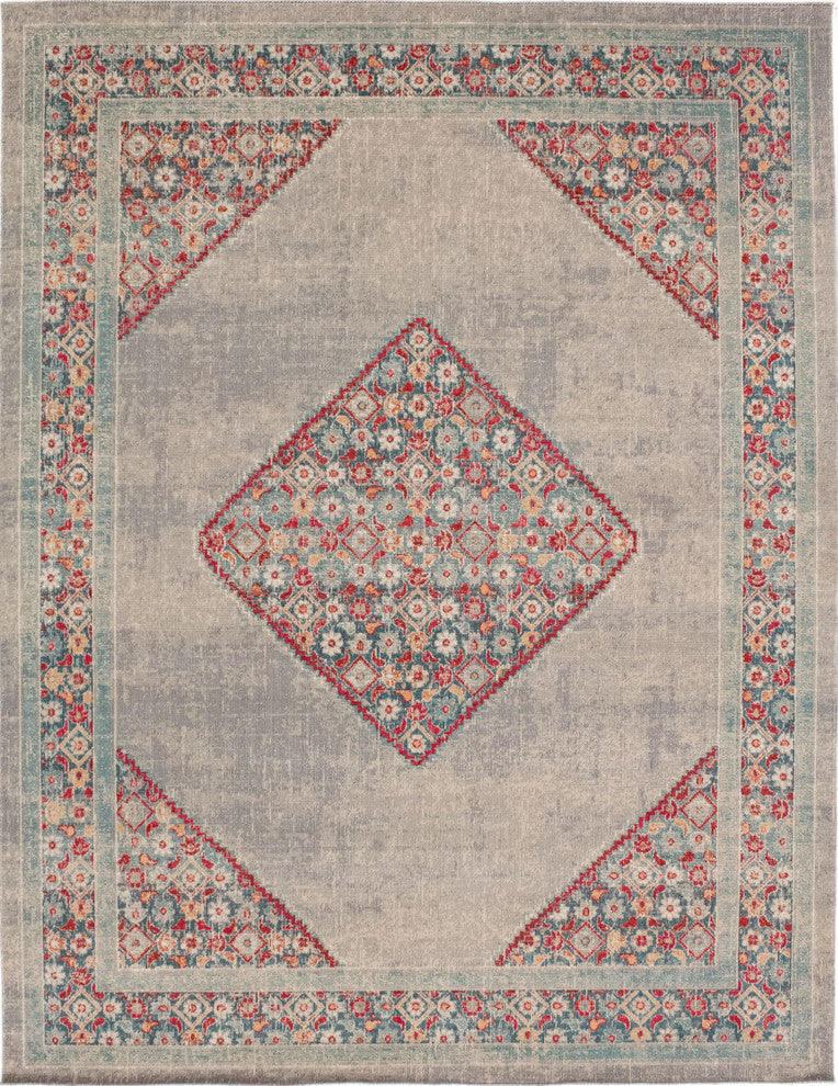 Noori Rug Low-Pile Roderick Grey/Red Rug