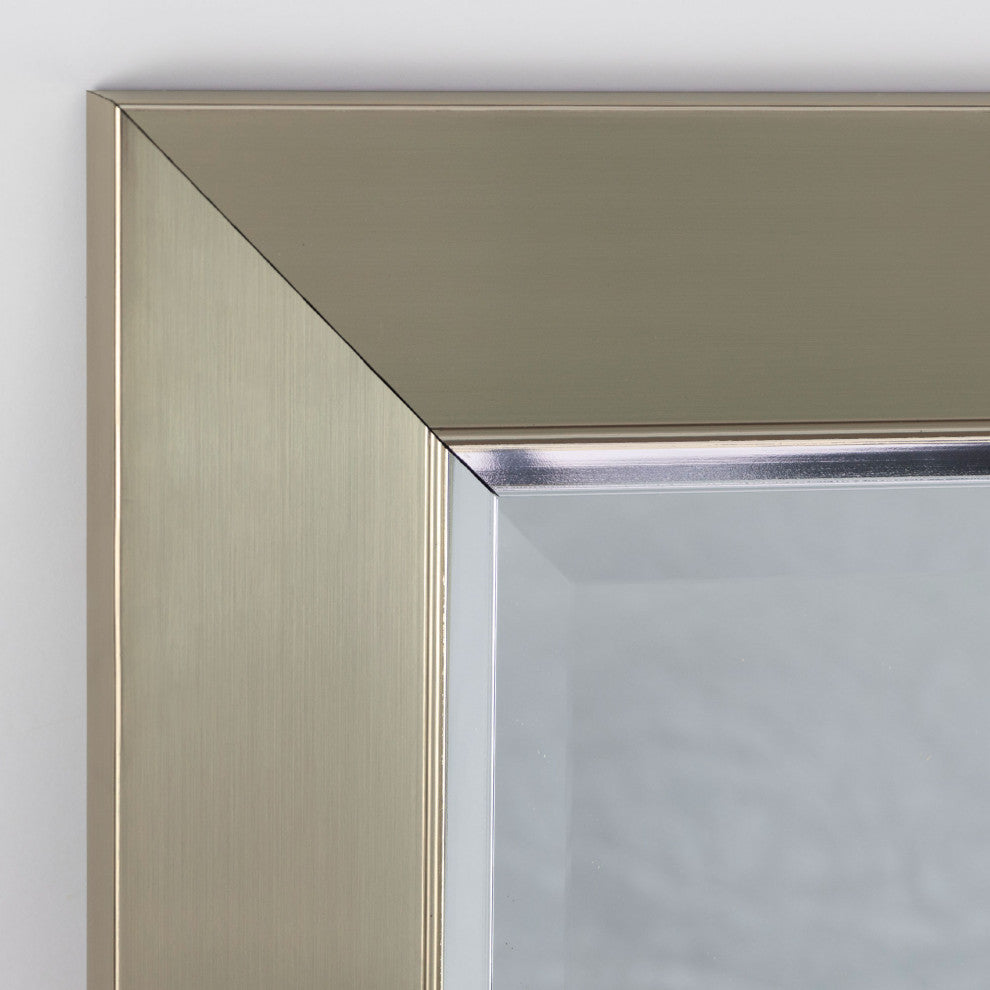 Head West Brushed Nickel Frame Vanity Mirror with Chrome Liner - 17" x 29"
