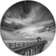 Black And White Wooden Bridge And Sky, Sea Pier Round Wall Art, 11"