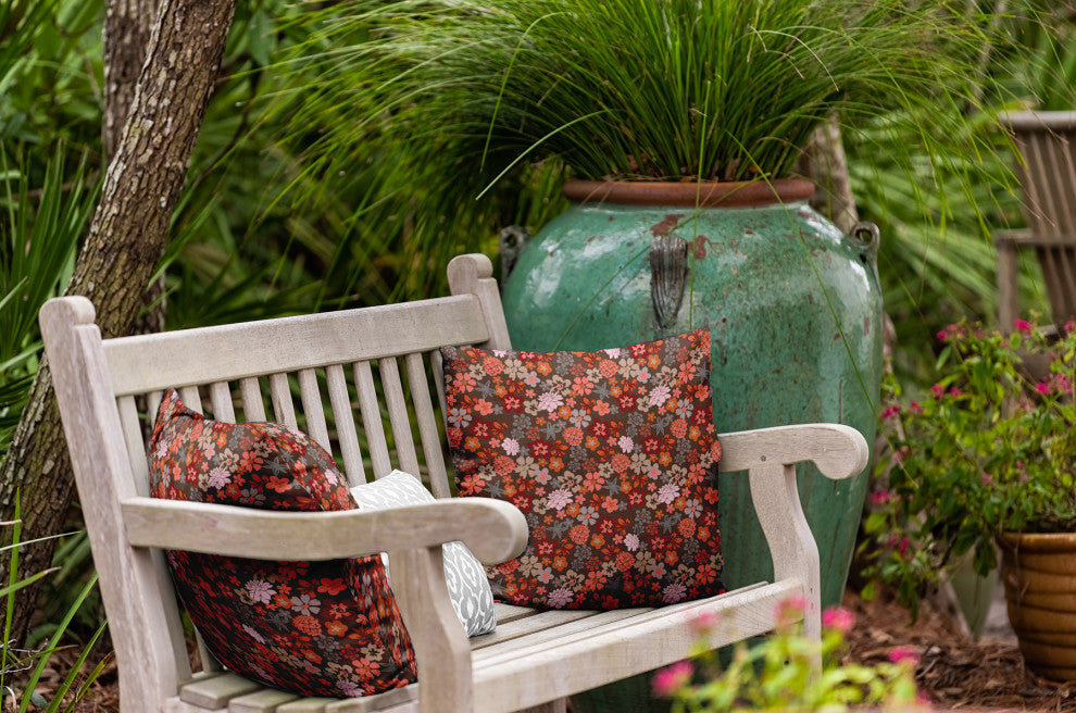Succulent Garden Indoor/Outdoor Throw Pillow, Brown, 20"x20"