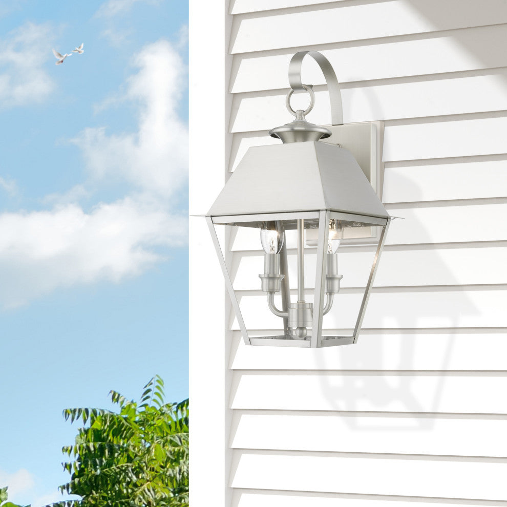 Wentworth 2 Light Brushed Nickel Outdoor Medium Wall Lantern
