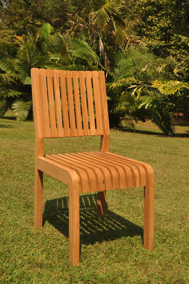 13-Piece Outdoor Teak Dining Set: 117" Masc Oval Table 12 Maldives Armless Chair