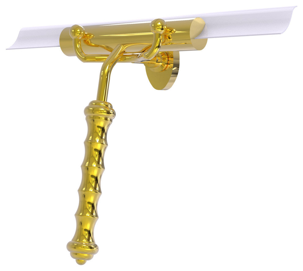 Shower Squeegee with Wavy Handle, Polished Brass