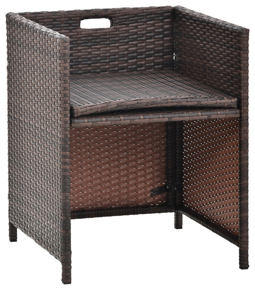 11 Pieces Outdoor Patio Wicker Furniture Dining Set Sectional With Ottomans