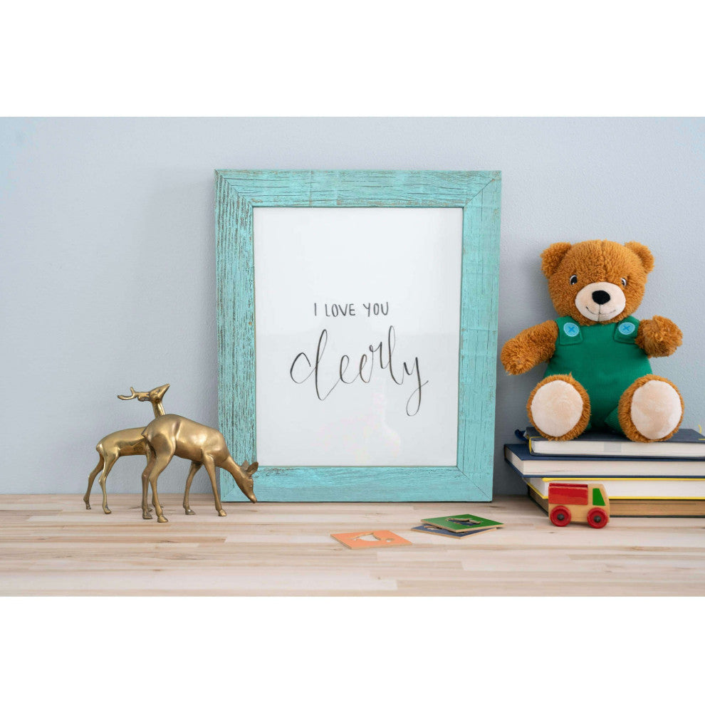 13" x 19" Rustic Farmhouse Light Aqua Blue Wood Frame