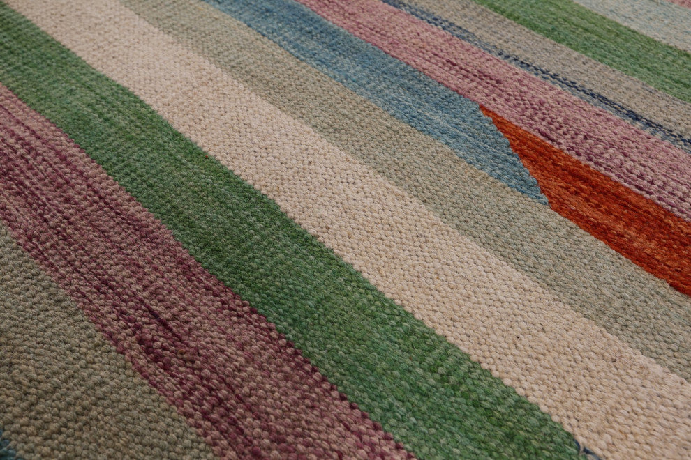 8' 7" X 11' 3" Reversible Kilim Flat Weave Wool On Wool Rug - Q12592