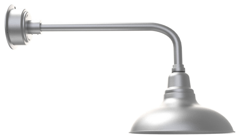 12in. Galvanized Silver Gooseneck Barn Light with Traditional Arm