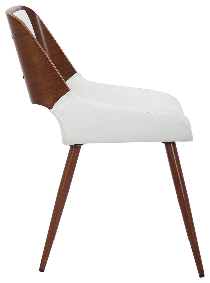 Mid-Century Modern Faux Leather Side Chair, White