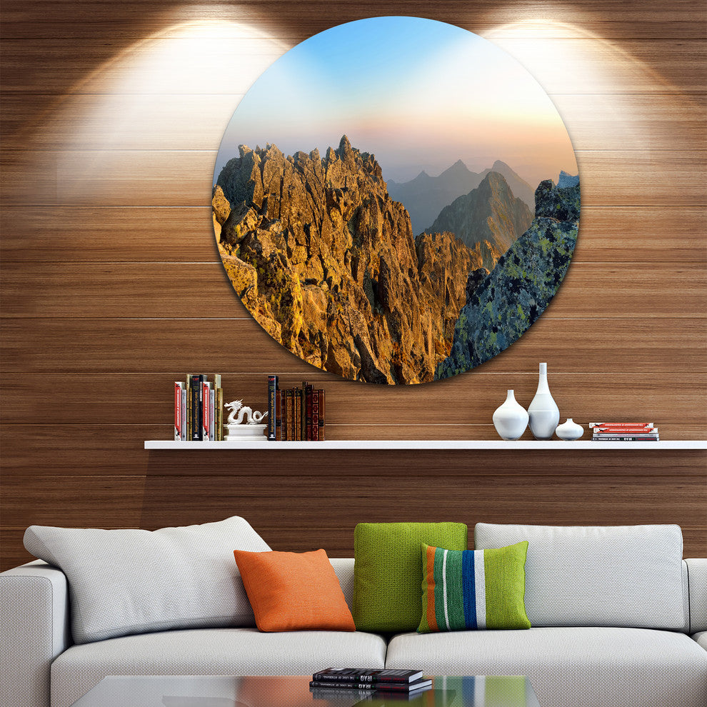 View From Baranie Rohy Peak, Landscape Photo Disc Metal Artwork, 23"