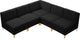 Alina Velvet Modular L-Shaped Modular Sectional, Black, 5-Piece: 4 Armless Chair, 1 Corner Chair