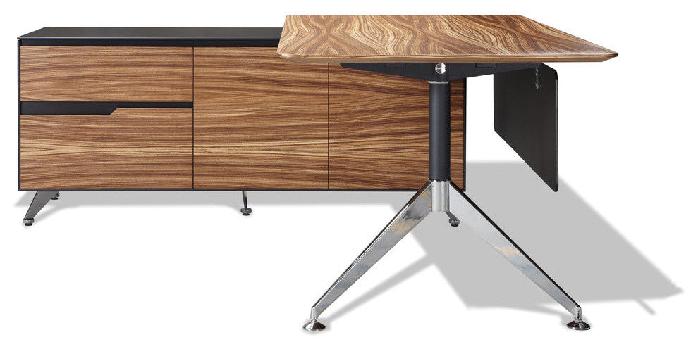 400 Collection Executive Desk with Left Filing and Storage Cabinet, Zebrano