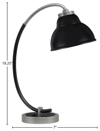 1-Light Desk Lamp, Graphite/Matte Black, 7" Double Bubble Metal Shade