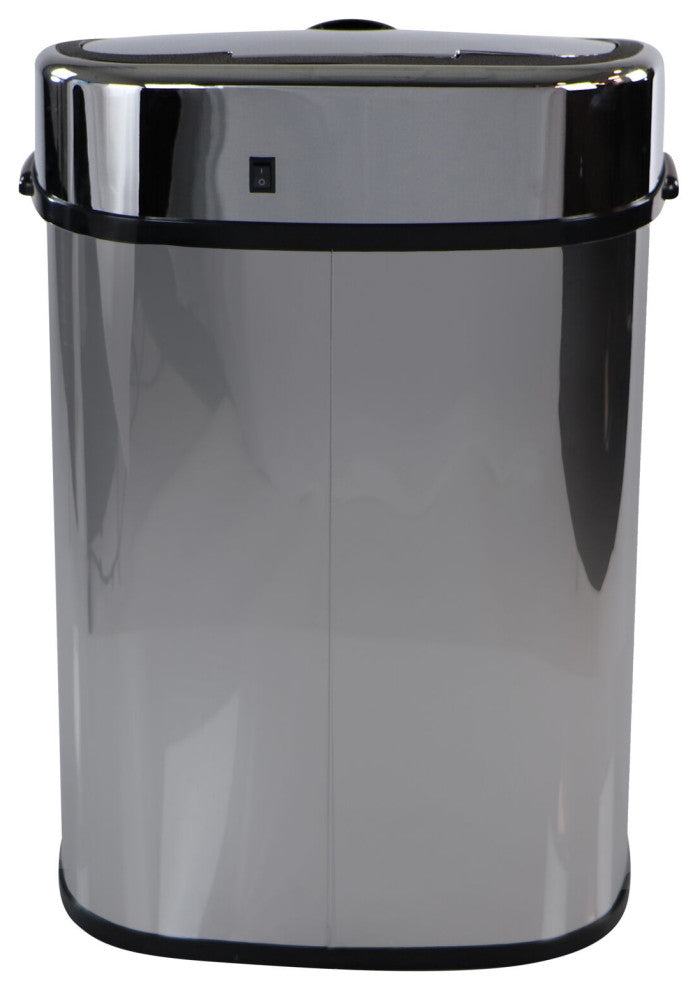 50-Liter / 13.2-Gallon Trash Can With Sensor Lid, Mirrored Stainless Steel