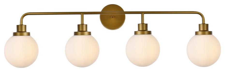 Helen 4-Light Bath Sconce, Brass With Frosted Shade