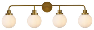 Helen 4-Light Bath Sconce, Brass With Frosted Shade