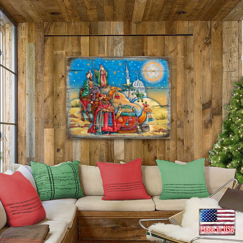 3 Kings Nativity Wooden Wall Art, Large, 24"x18"