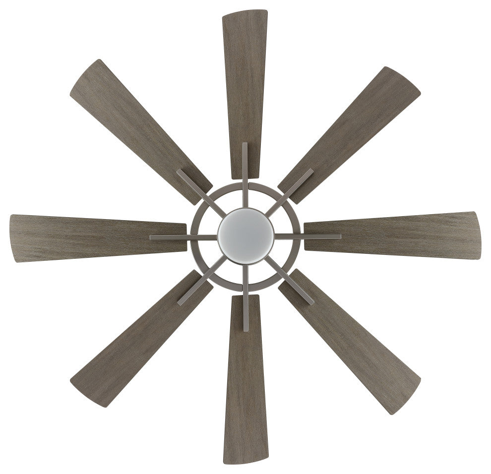 60" Reversible 8-Blade LED Ceiling Fan With Remote, Light, Brushed Nickel/Gray
