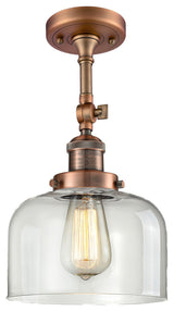 Large Bell 8" Semi-Flush Mount, Antique Copper, Glass: Clear