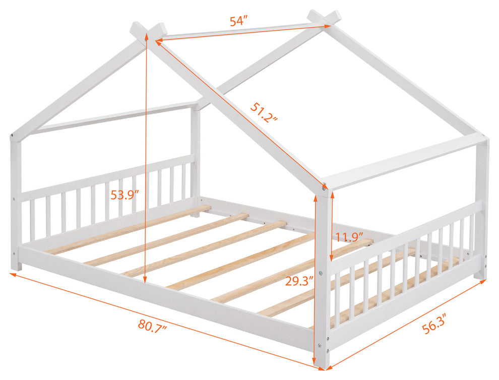 Gewnee Full Size House Bed Wood Bed in White