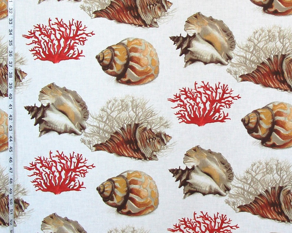 Tropical Red Coral Fabric Conch Seashell, Standard Cut