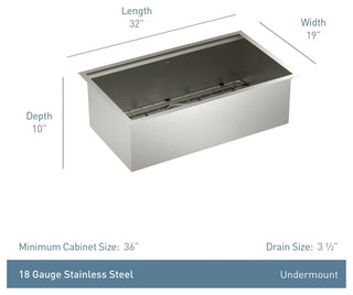 Moen GS181020BUX 1800 Series 32" Undermount Single Basin - Stainless
