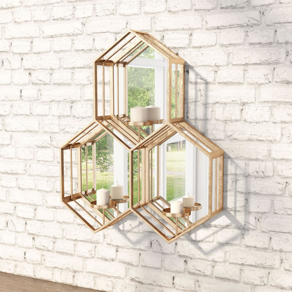 Frame Wall Mirror, Glass, Steel Metal, Gold, Bedroom Living