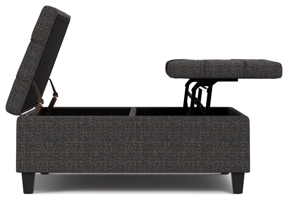 Harrison Large Square Coffee Table Storage Ottoman, Ebony