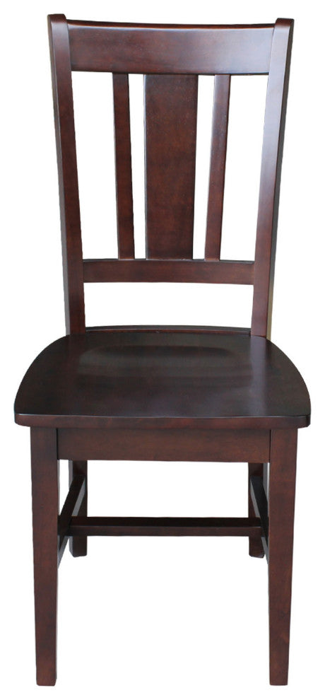 Set of Two San Remo Slat Back Chairs, Rich Mocha