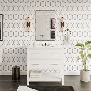 Hudson 36" Vanity, White, Engineered Marble