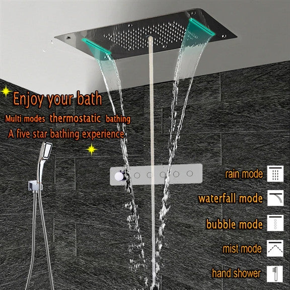 Led Rainfall Shower System, Handheld Shower, Horizontal