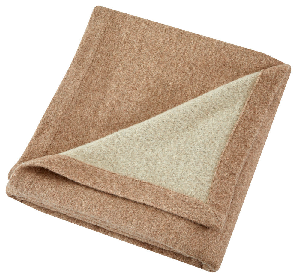 100% Superfine Australian Merino Reversible Wool Blanket , Ivory Oatmeal, King