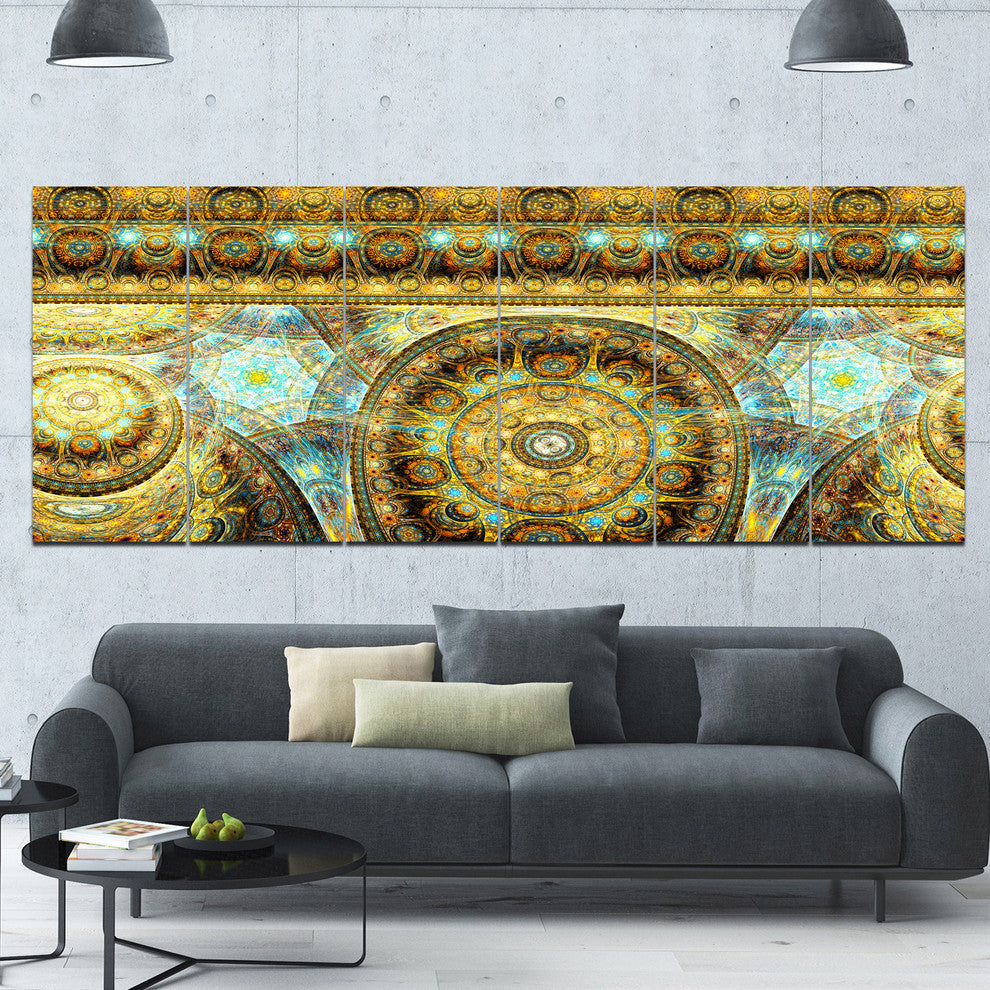Brown Extraterrestrial Life Cells, Floral Canvas Art Print, 70"x28", 6 Panels