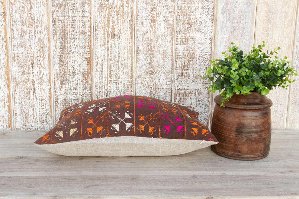 Shri Antique Indian Folk Lumbar Pillow