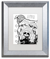 Dean Russo 'Thoughtful Pitbull CB 1' Art, Silver Frame, White Mat, 11x14