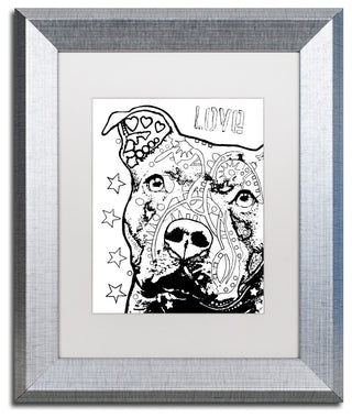 Dean Russo 'Thoughtful Pitbull CB 1' Art, Silver Frame, White Mat, 11x14