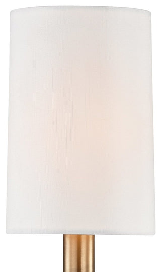 Amherst 1 Light Wall Sconce, Aged Brass Finish, White Faux Silk