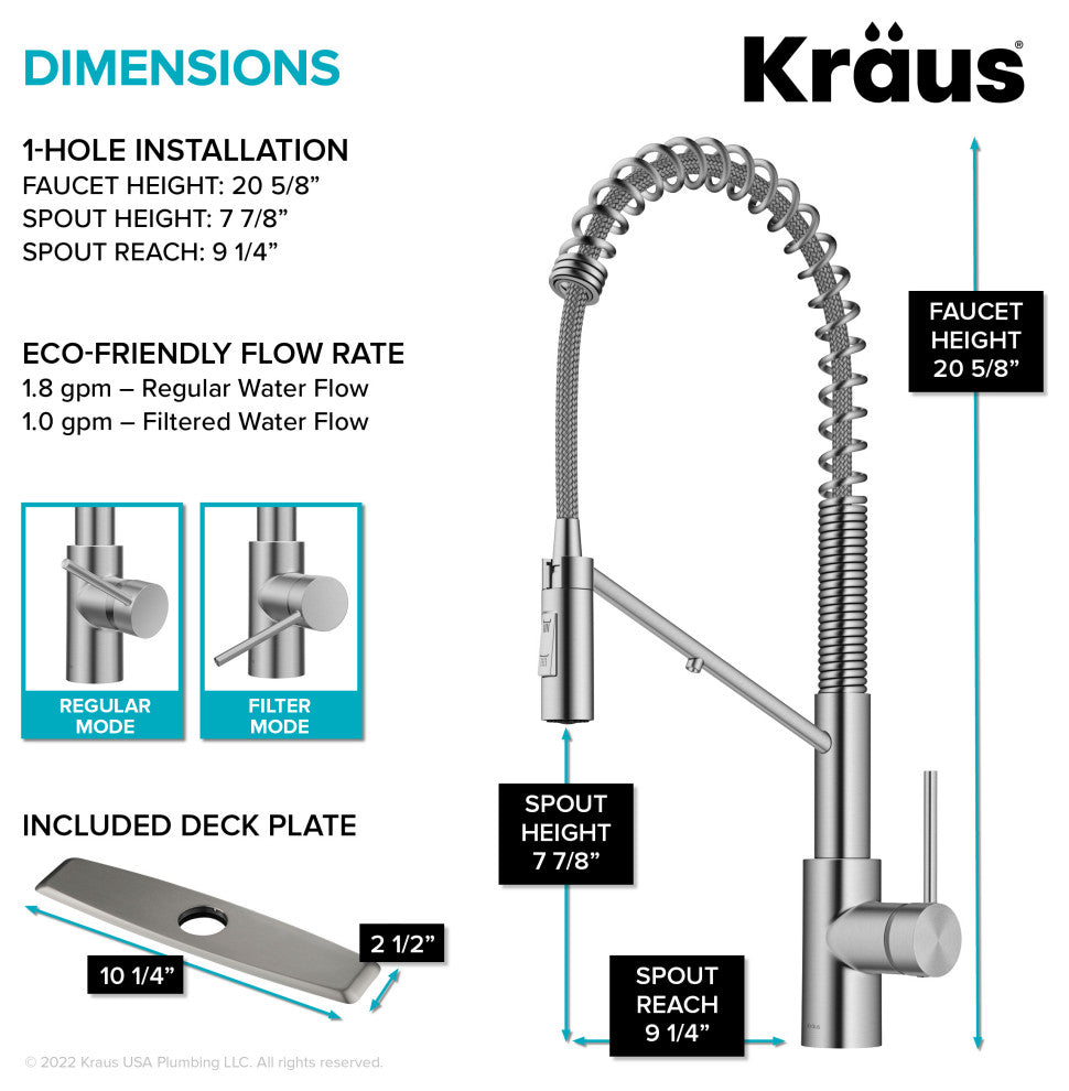 Oletto Commercial Pull-Down Filter Kitchen Faucet, SFS