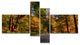 Road through Lit up Fall Forest, Large Landscape Canvas Art, 60"x32", 4 panels