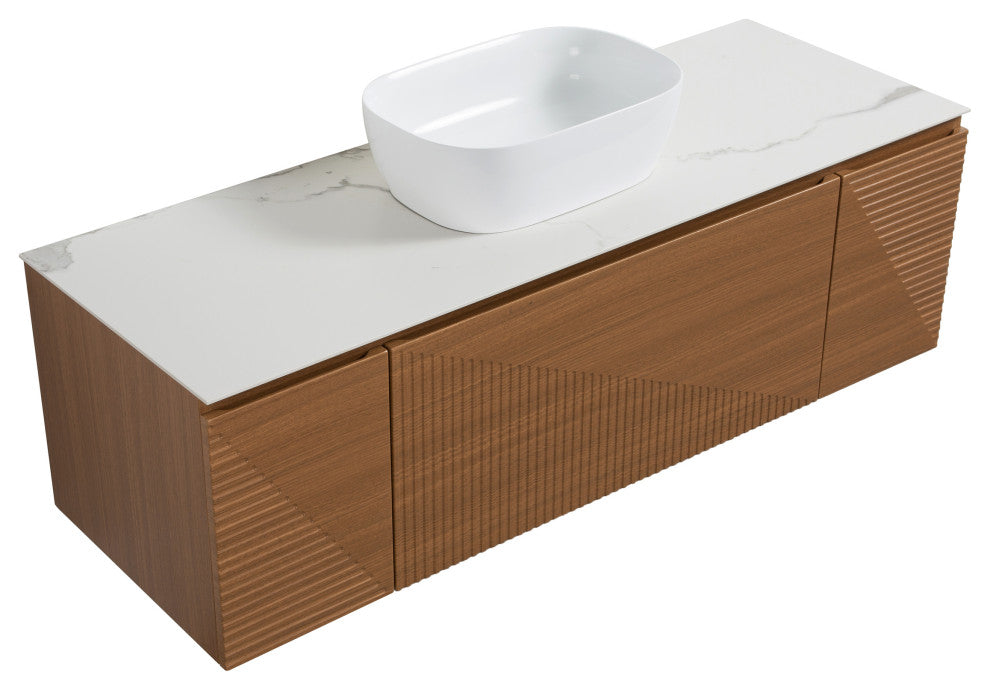 Simon Series Wall Mount Vanity With a Porcelain Vessel Sink, 60"