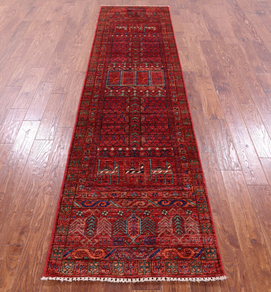Runner Hand-Knotted Fine Turkmen Ersari Wool Rug 2' 8" X 10' 4" Q10885