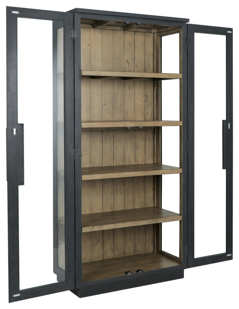 Larson 82" Reclaimed Pine Wood Cabinet, Black
