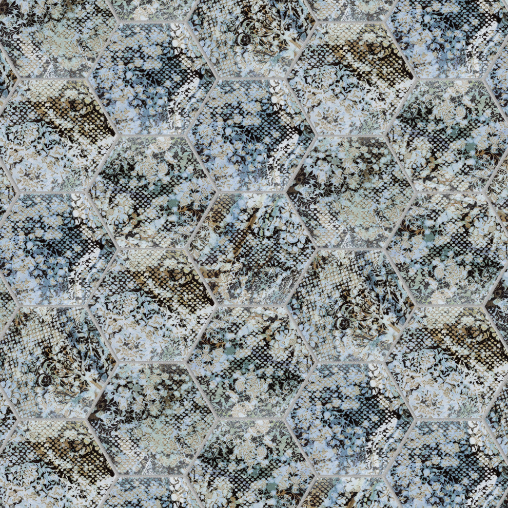 Inedita Hex Blue Porcelain Floor and Wall Tile