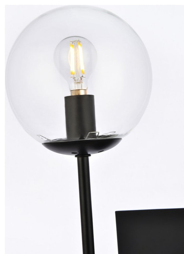 Noah 1-Light Black and Clear Glass Wall Sconce