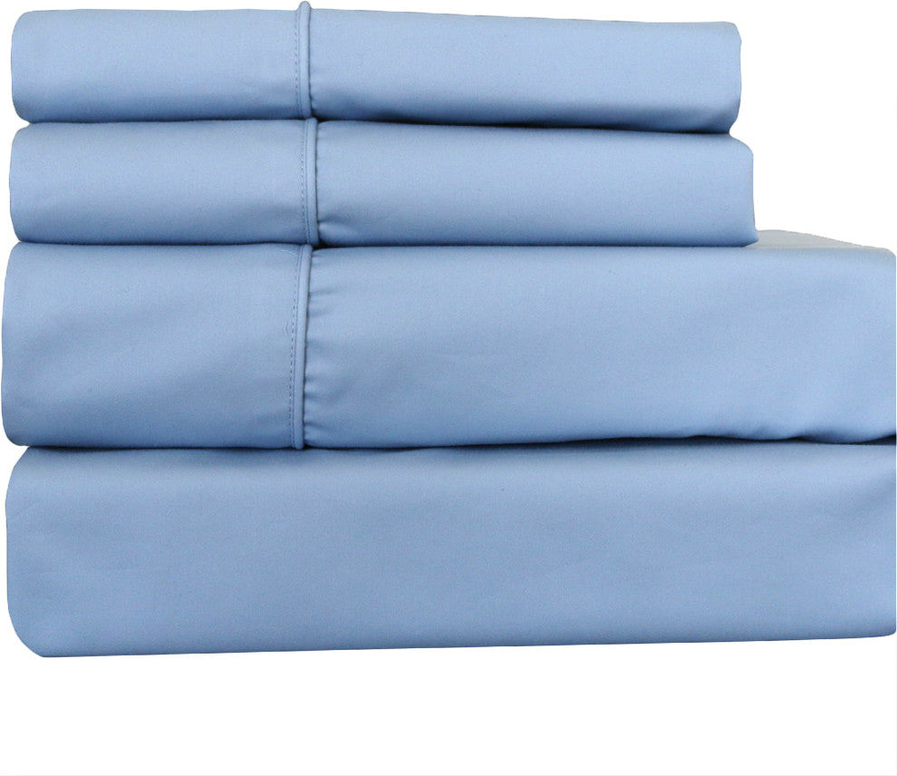 Unattached Solid Wrinkle-Free Waterbed Sheet Set, Blue, California King